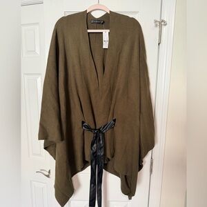 New York & Co Wrap Poncho w/ Faux Leather Belt L/XL